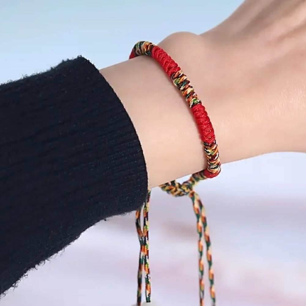 Vibrant Bohemian Braided Adjustable Rope Bracelet Red or Yellow